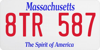 MA license plate 8TR587