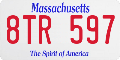 MA license plate 8TR597