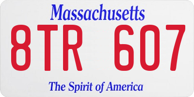 MA license plate 8TR607