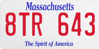 MA license plate 8TR643