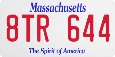 MA license plate 8TR644