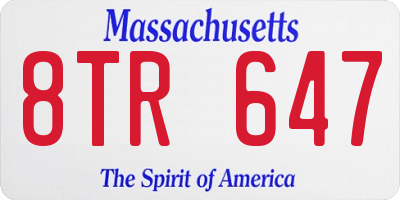MA license plate 8TR647
