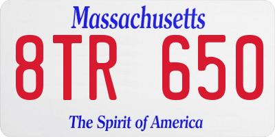 MA license plate 8TR650