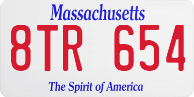 MA license plate 8TR654