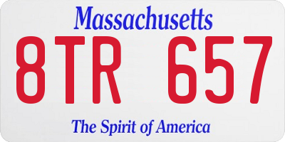 MA license plate 8TR657