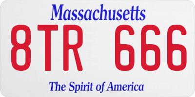 MA license plate 8TR666