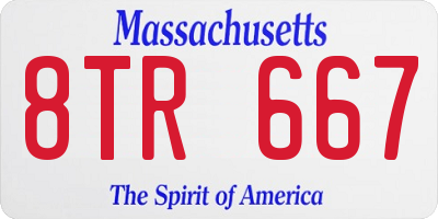 MA license plate 8TR667