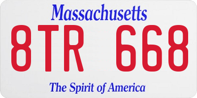 MA license plate 8TR668