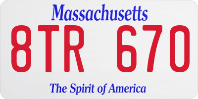 MA license plate 8TR670