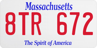 MA license plate 8TR672
