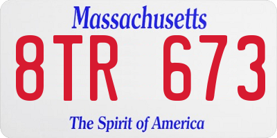 MA license plate 8TR673