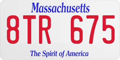 MA license plate 8TR675