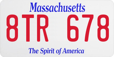 MA license plate 8TR678