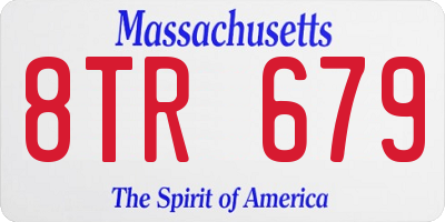 MA license plate 8TR679