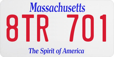 MA license plate 8TR701