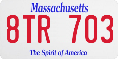 MA license plate 8TR703