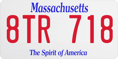 MA license plate 8TR718