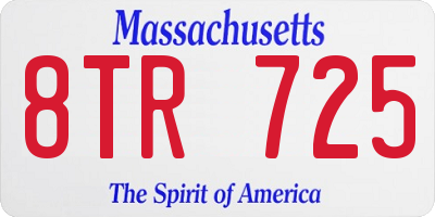 MA license plate 8TR725