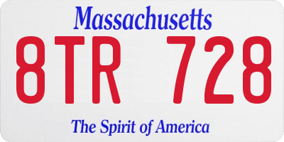 MA license plate 8TR728