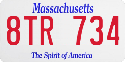 MA license plate 8TR734