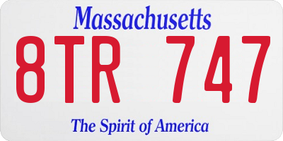 MA license plate 8TR747