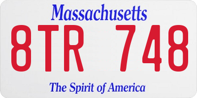 MA license plate 8TR748
