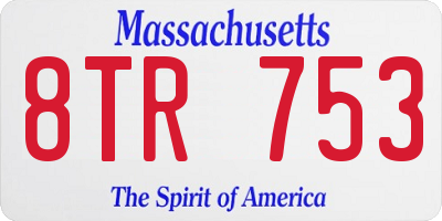 MA license plate 8TR753