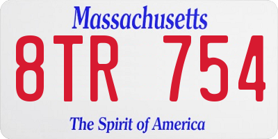 MA license plate 8TR754