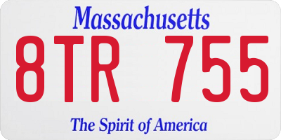 MA license plate 8TR755