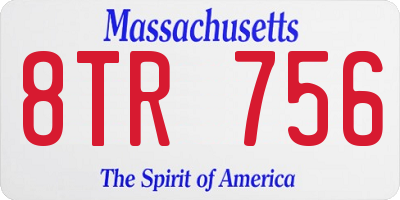 MA license plate 8TR756