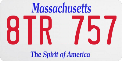 MA license plate 8TR757