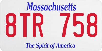 MA license plate 8TR758