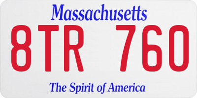 MA license plate 8TR760
