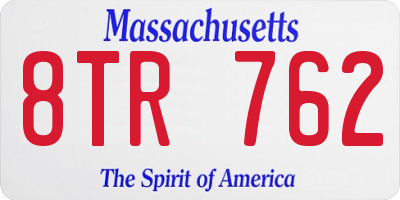 MA license plate 8TR762