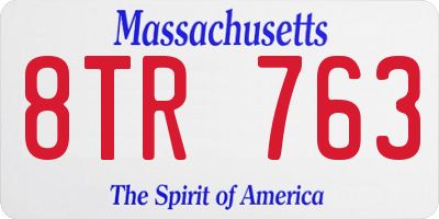 MA license plate 8TR763