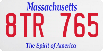 MA license plate 8TR765