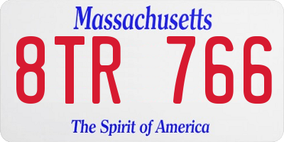 MA license plate 8TR766