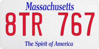 MA license plate 8TR767