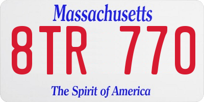 MA license plate 8TR770