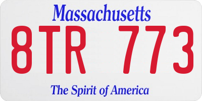 MA license plate 8TR773