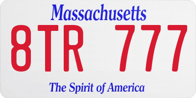 MA license plate 8TR777