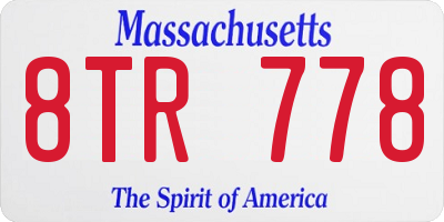 MA license plate 8TR778