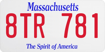 MA license plate 8TR781