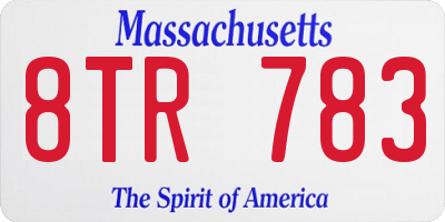 MA license plate 8TR783