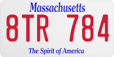 MA license plate 8TR784