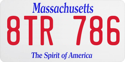 MA license plate 8TR786