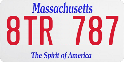 MA license plate 8TR787
