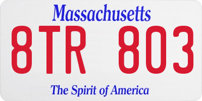 MA license plate 8TR803