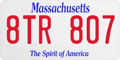 MA license plate 8TR807