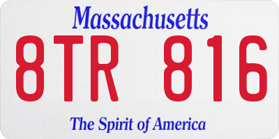 MA license plate 8TR816